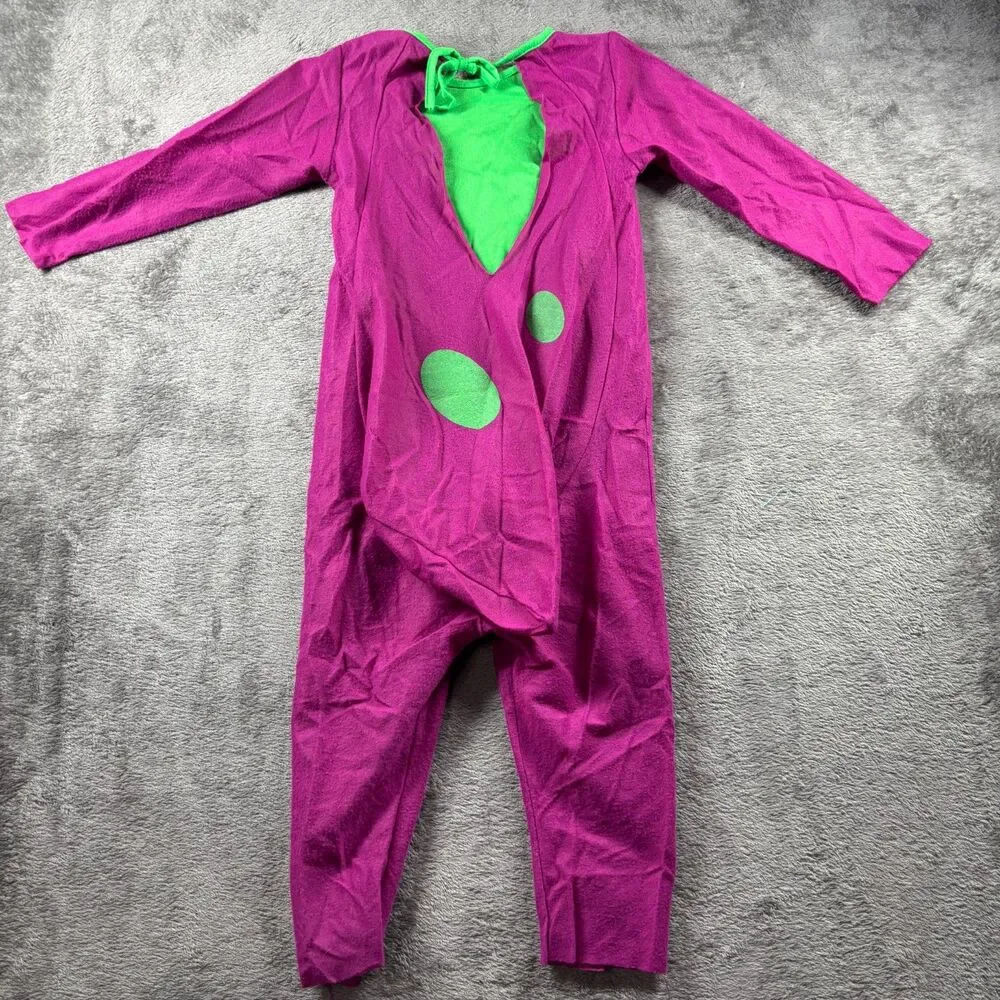 Vintage 1997 Barney the Dinosaur Kid Costume Jumpsuit Dress Up Pretend 2-4 G214